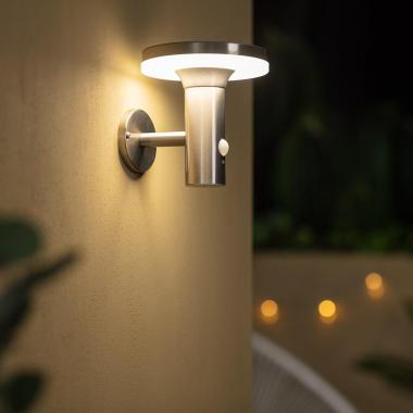 Image of Edit Helios Inox Solar LED Wall Light with PIR Motion Sensor