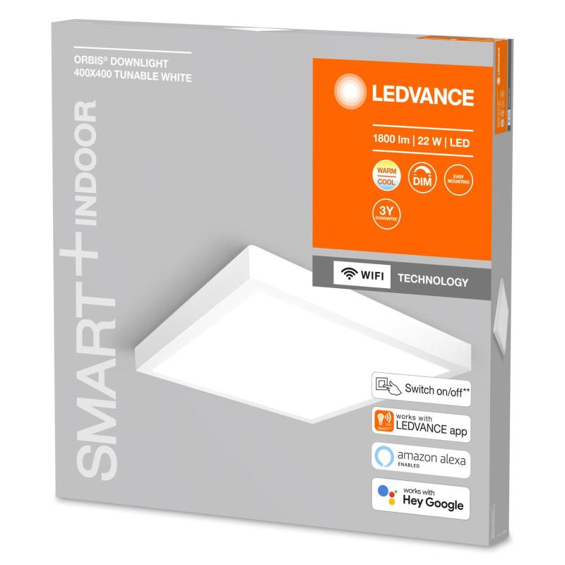 Image of Ledvance 22W Smart + WiFi Slim Orbis Square LED Surface Light for Bathrooms
