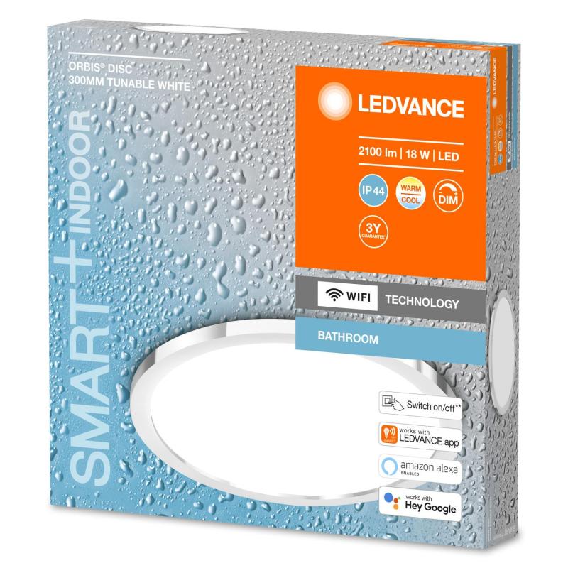 Image of Ledvance 18W Smart + WiFi Slim Orbis Round LED Surface Light for Bathrooms 300mm IP44