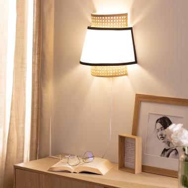 Image of Edit Marya Rattan Flush Wall Light with Plug