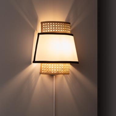 Image of Edit Marya Rattan Flush Wall Light with Plug