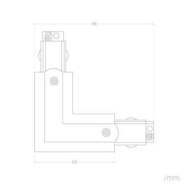 Image of Three Circuit Track Light Right Side L Shaped Connector