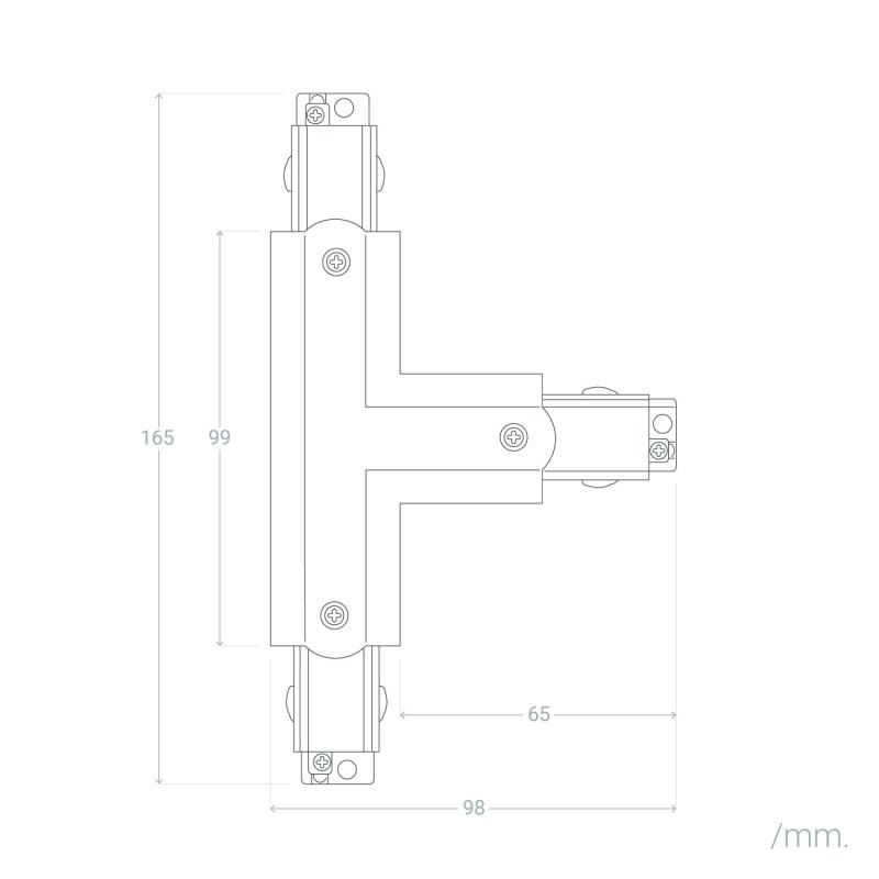 Image of Three Circuit Track Left Side T Shaped Connector