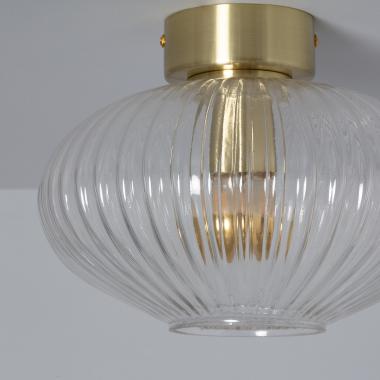 Image of Edit Prometeo Ribbed Glass Flush Ceiling Light