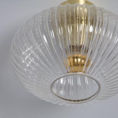 Image of Edit Prometeo Ribbed Glass Flush Ceiling Light