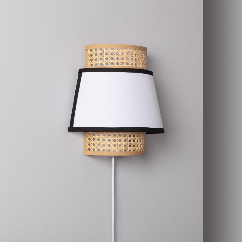Image of Edit Marya Rattan Flush Wall Light with Plug