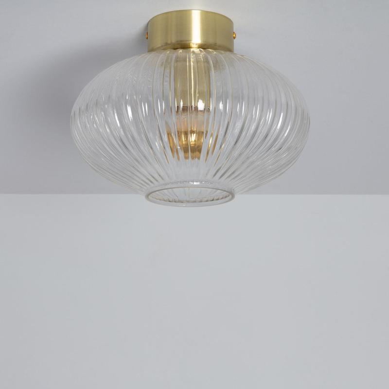 Image of Edit Prometeo Ribbed Glass Flush Ceiling Light