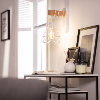 Image of Edit Sardo Geometric Wall Light With Wood Detail- Black