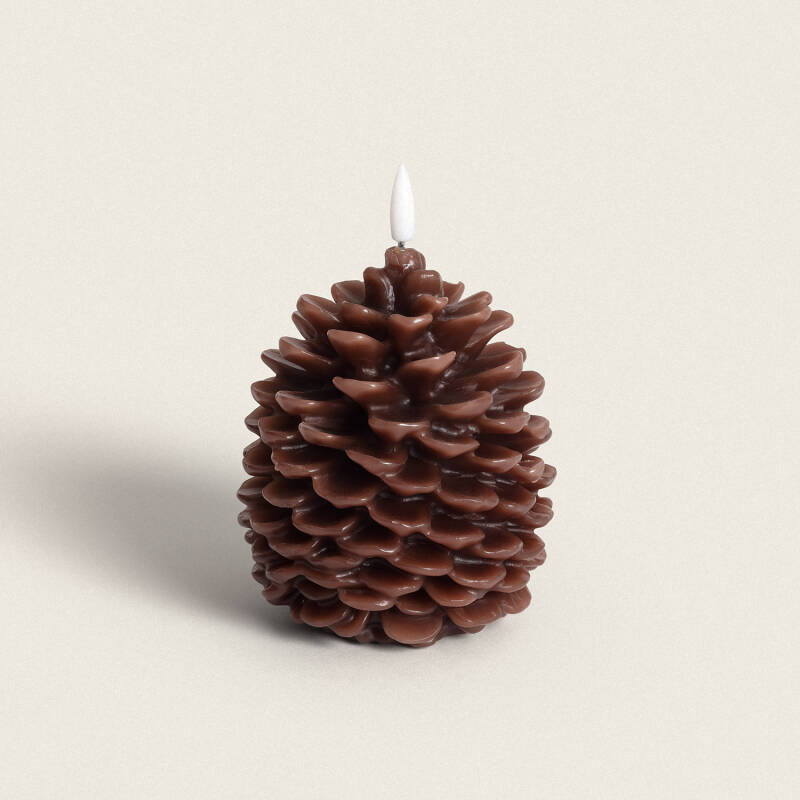 Image of Edit Natural Wax Battery Operated LED Pine Cone Candle