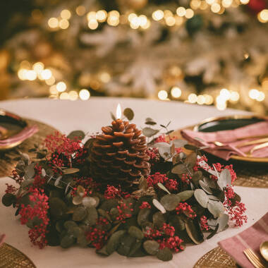 Image of Edit Natural Wax Battery Operated LED Pine Cone Candle