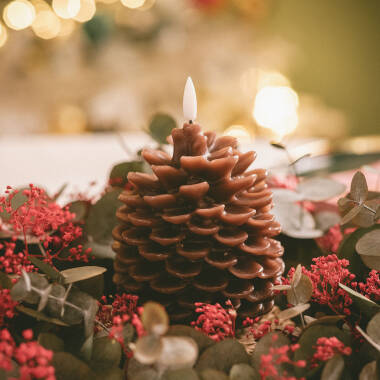 Image of Edit Natural Wax Battery Operated LED Pine Cone Candle