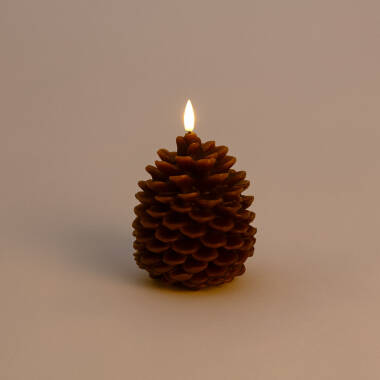 Image of Edit Natural Wax Battery Operated LED Pine Cone Candle