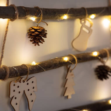 Image of Edit Melek Wood Battery Operated LED Christmas Tree Wall Light