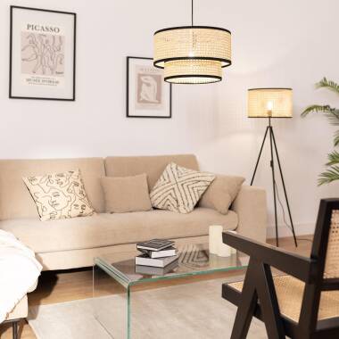 Image of Edit Doppio Rattan Ceiling Pendant Light