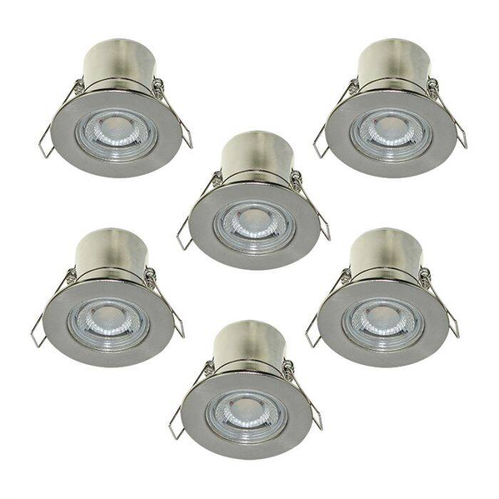 Image of Luceco F-Eco 5W Dimmable LED Fire Rated Fixed Downlight - Pack of 6