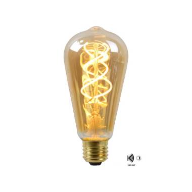Lucide 4W LED Decorative Filament Squirrel Cage Bulb with Dusk to Dawn Sensor - Screw Cap