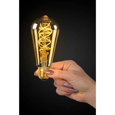 Image of Lucide 4W LED Decorative Filament Squirrel Cage Bulb with Dusk to Dawn Sensor - Screw Cap