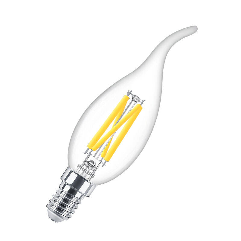 Image of Philips CorePro 2W LED Filament Flame Tip Candle Bulb - Small Screw Cap