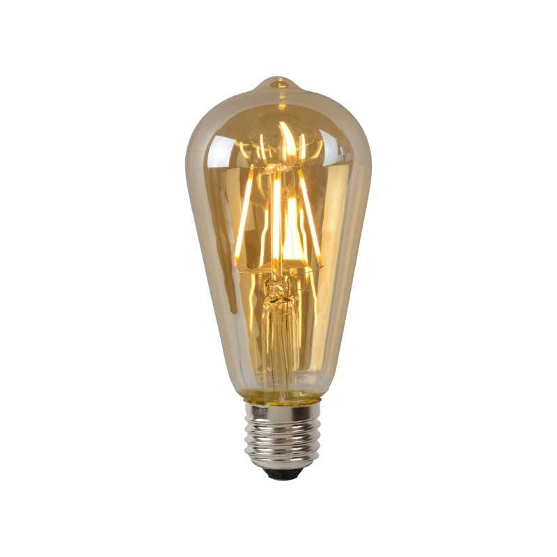 Image of Lucide ST64 5W Amber LED Dimmable Decorative Filament Squirrel Cage Bulb - Screw Cap