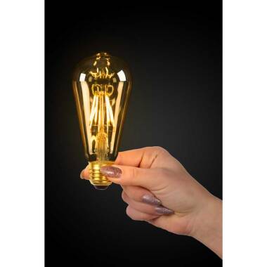 Image of Lucide ST64 5W Amber LED Dimmable Decorative Filament Squirrel Cage Bulb - Screw Cap