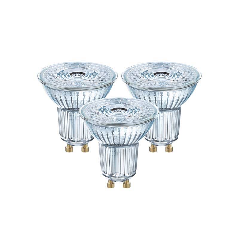 Image of Ledvance Base 4.3W 350lm LED GU10 Bulb - Flood Beam - Pack of 3
