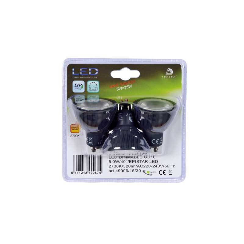 Image of Lucide 5W Dimmable LED GU10 - Pack of 3