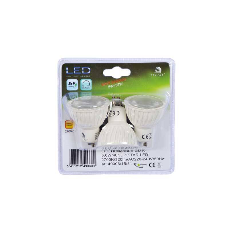 Image of Lucide 5W Dimmable LED GU10 - Pack of 3