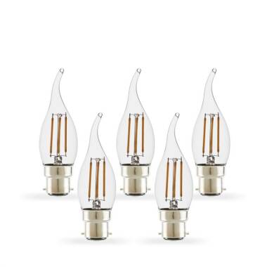 Envirolight 4W Dimmable LED Decorative Filament Bent Tip Candle Bulb - Bayonet Cap - Pack of 5