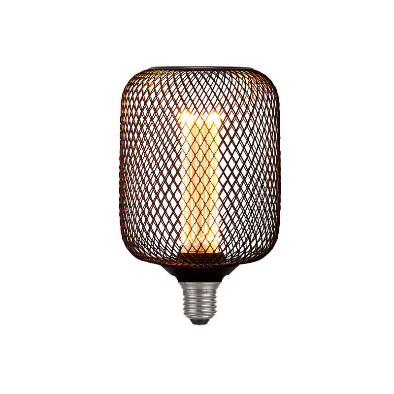 Image of Searchlight 3.5W E27 LED Dimmable Wire Mesh Effect Drum Bulb in Black - Screw Cap