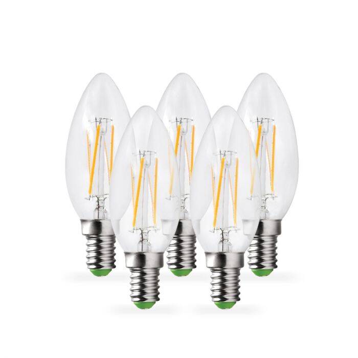 Image of Envirolight 4W Dimmable LED Decorative Filament Candle Bulb - Small Screw Cap - Pack of 5