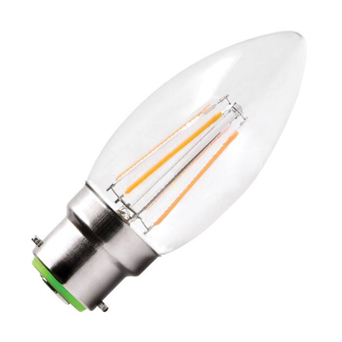 Image of Envirolight 4W Dimmable LED Decorative Filament Candle Bulb - Bayonet Cap - Pack of 5