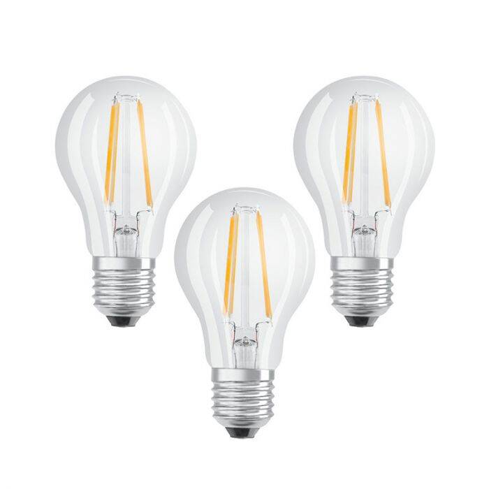 Image of Ledvance 7W LED Decorative Filament GLS Bulb - Screw Cap - Pack of 3