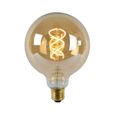 Lucide 5W LED Dimmable Amber Decorative Filament 125mm Globe Bulb - Screw Cap
