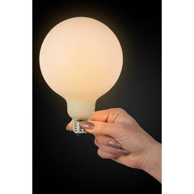 Image of Lucide 8W LED Dimmable Opal Decorative Filament 125mm Globe Bulb - Screw Cap
