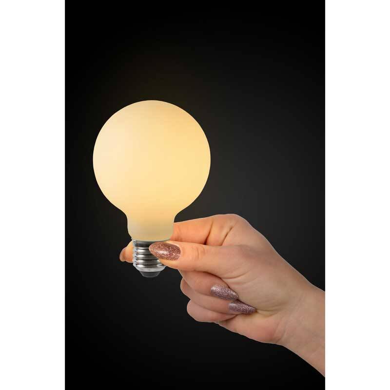 Image of Lucide 5W Dimmable LED Opal Decorative Filament 80mm Globe Bulb - Screw Cap