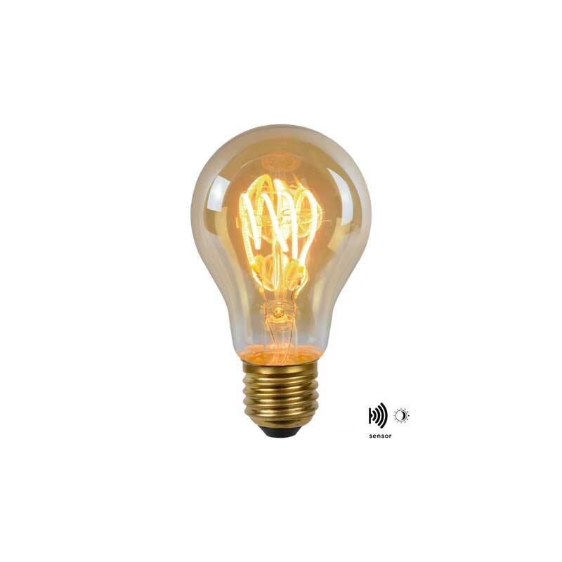 Image of Lucide 4W LED Decorative Filament GLS Bulb with Dusk to Dawn Sensor - Screw Cap