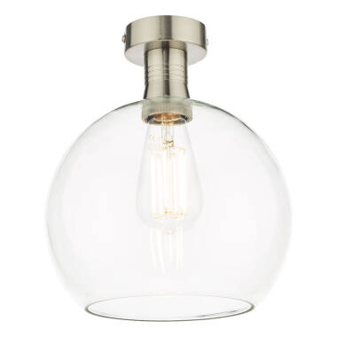 Dar Emerson Semi Flush Light With Round Clear Glass