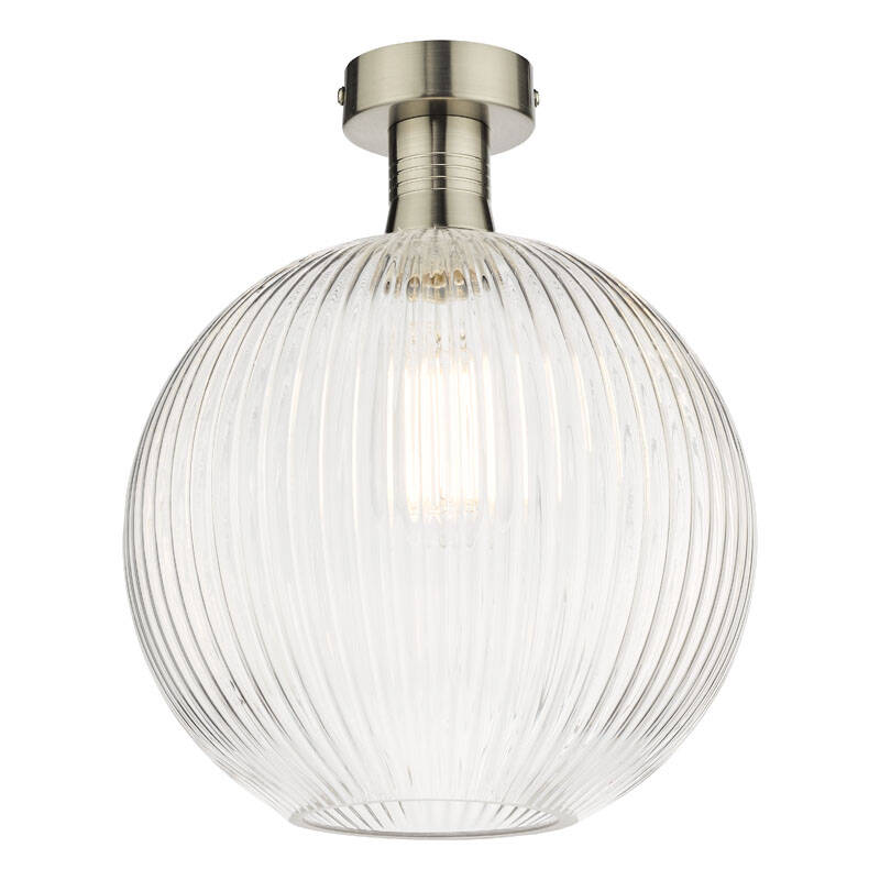 Image of Dar Emerson Semi Flush Light With Round Smoked Glass