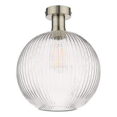 Image of Dar Emerson Semi Flush Light With Round Smoked Glass