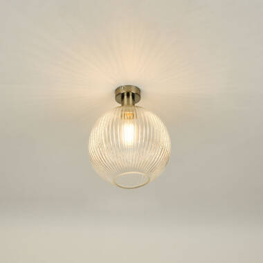 Image of Dar Emerson Semi Flush Light With Round Smoked Glass
