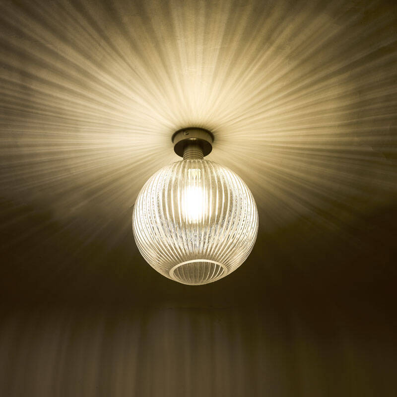 Image of Dar Emerson Semi Flush Light With Round Smoked Glass