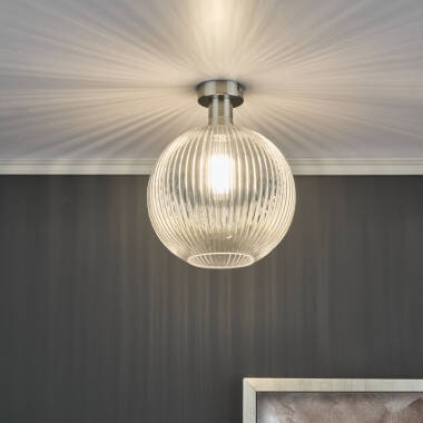 Image of Dar Emerson Semi Flush Light With Round Smoked Glass