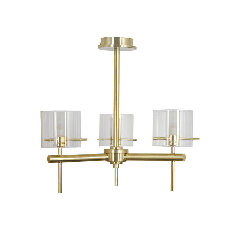 Image of Forum Gene Glass 3 Arm Semi-Flush Ceiling Light