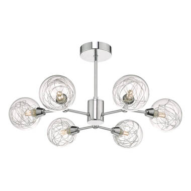 Dar Tyka 6 Arm Semi Flush Ceiling Light