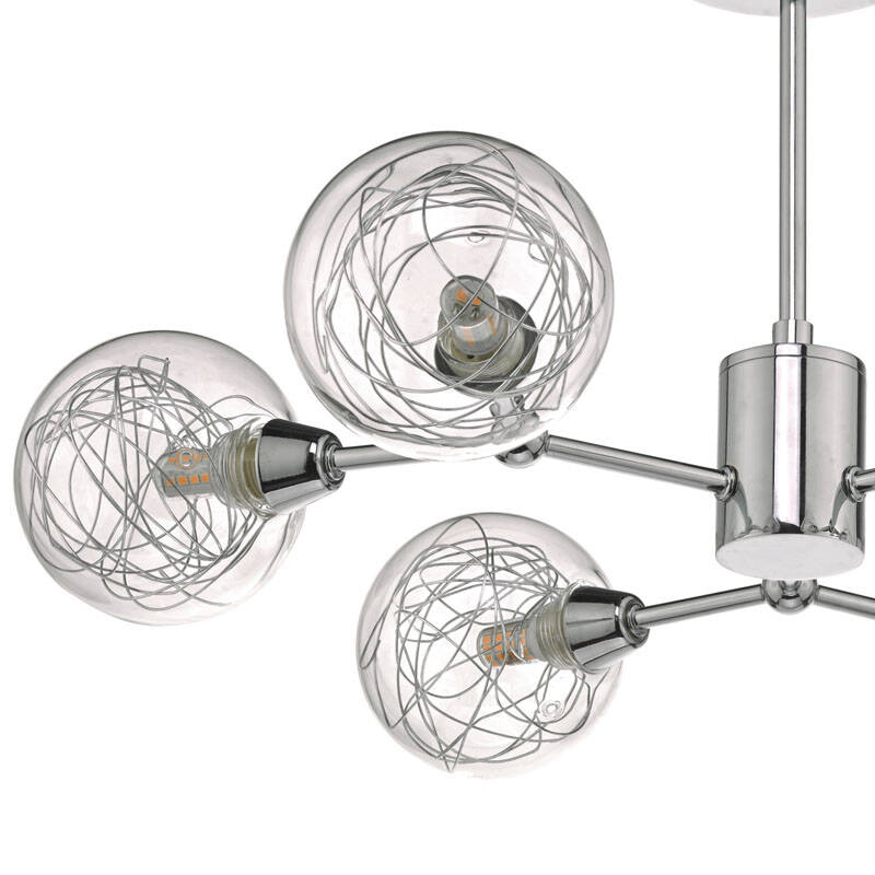 Image of Dar Tyka 6 Arm Semi Flush Ceiling Light