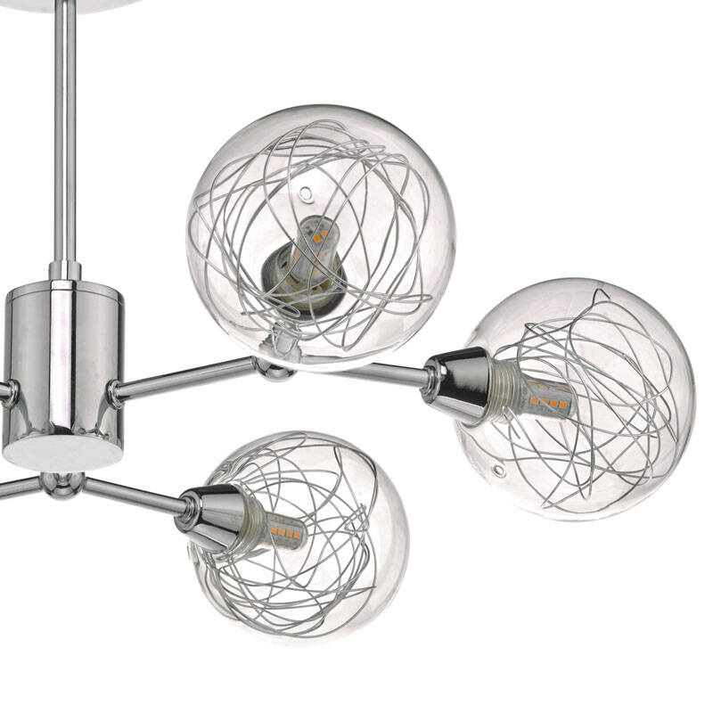 Image of Dar Tyka 6 Arm Semi Flush Ceiling Light