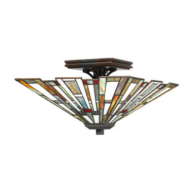 Quoizel Maybeck 2 Light Tiffany Style Semi Flush Ceiling Light