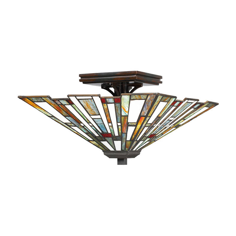 Image of Quoizel Maybeck 2 Light Tiffany Style Semi Flush Ceiling Light