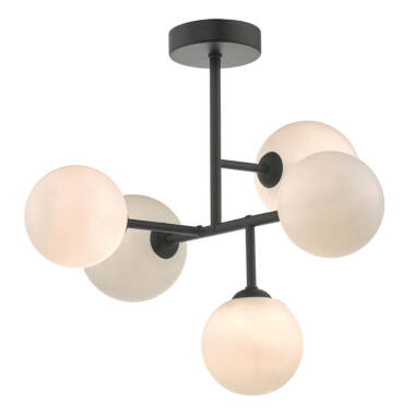Dar Euan 5 Arm Semi Flush Ceiling Light