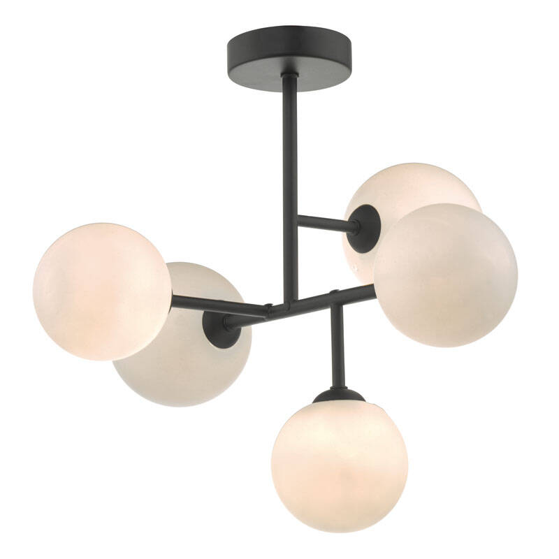 Image of Dar Euan 5 Arm Semi Flush Ceiling Light